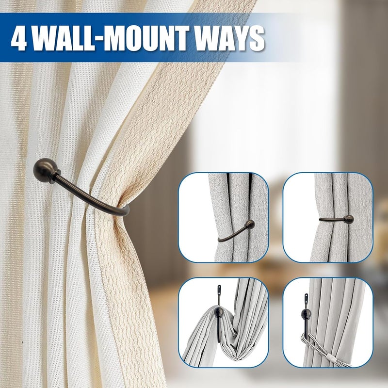 ARNORX Curtain Holdbacks, Hooks, 2 PCS，Solid Steel Hooks, Decorative French Ball End, Curtain Drapery Holdbacks, Wall Mounted, Curtain Tiebacks, Antique Bronze - Image 4